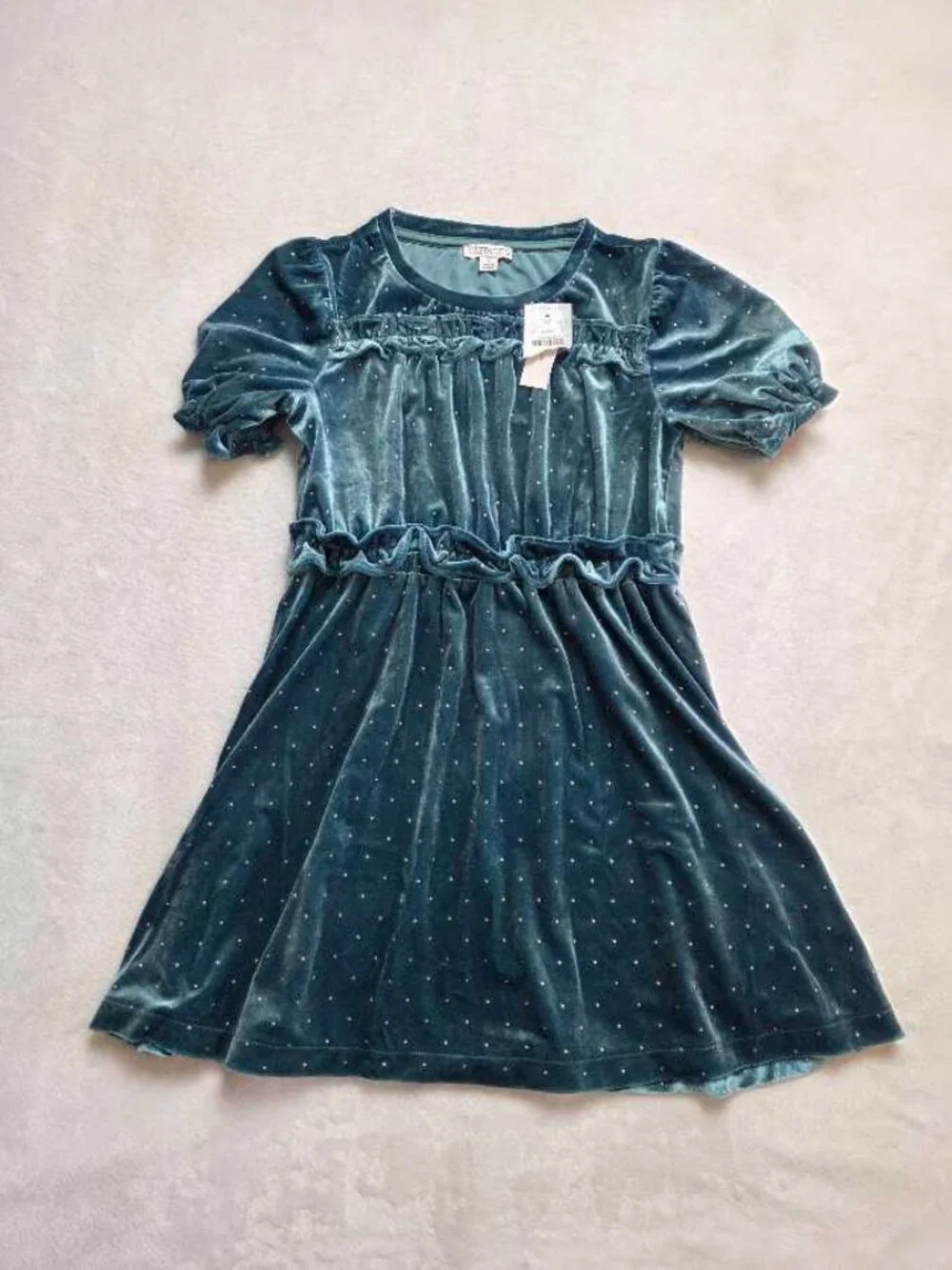 New girl's 8 J.Crew Crewcuts studded green velvet Christmas holiday party dress